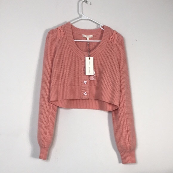 NWT LOVESHACKFANCY Branton Cropped Cardigan in Rosebud - Picture 8 of 14
